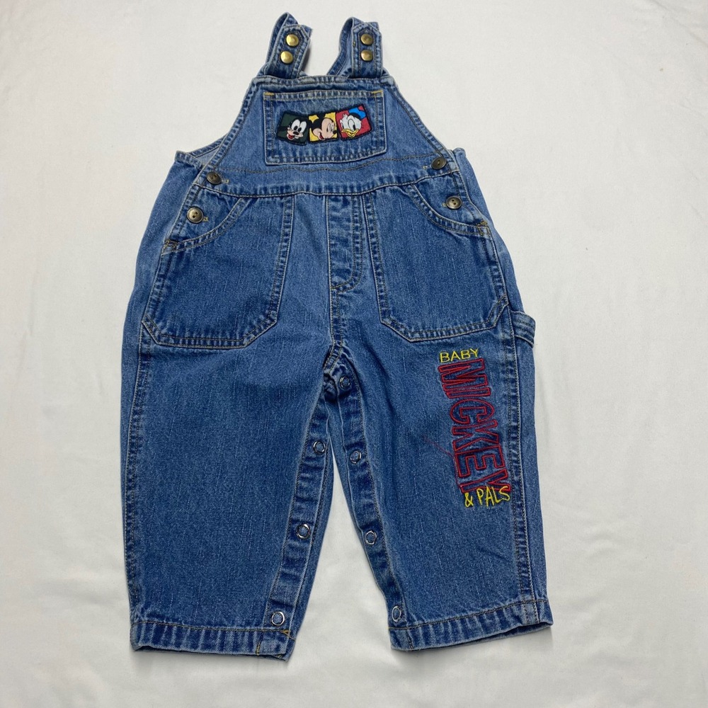 Vintage Disney Baby Mickey & Pals Denim Overalls 24 Months Rugged Denim